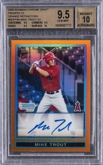 2009 Bowman Chrome Draft Prospects #BDPP89 Mike Trout (Orange Refractor) Signed Rookie Card (#19/25) – BGS GEM MINT 9.5/BGS 10 With High Subgrades!